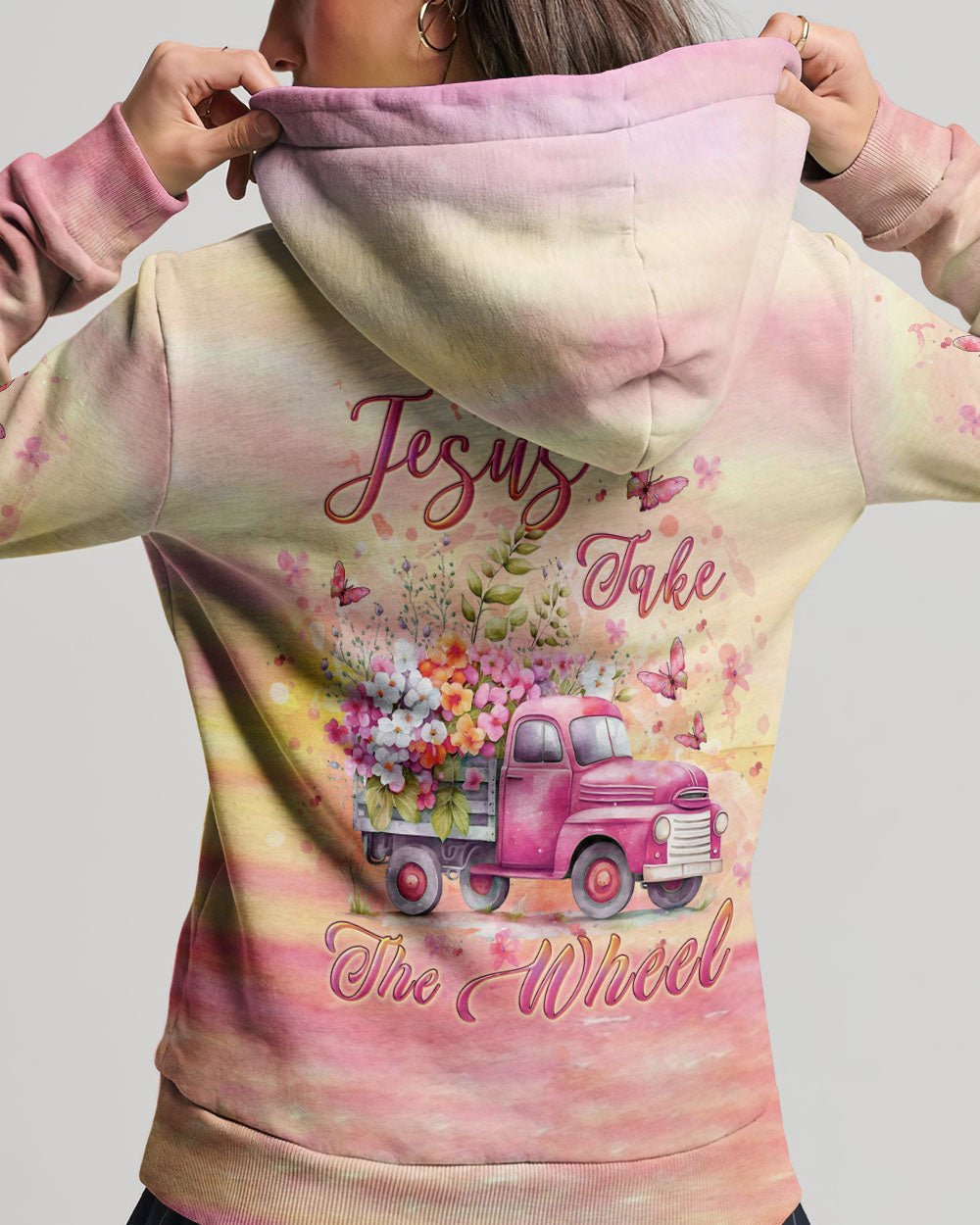 Jesus Take The Wheel Women's All Over Print Hoodie 10