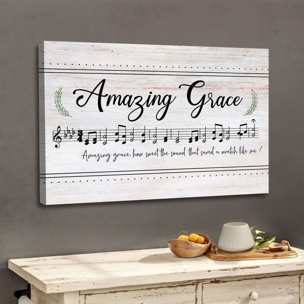 Christian Wall Art: Amazing Grace How Sweet The Sound, Sheet Music, Christian Song Lyrics Canvas Art