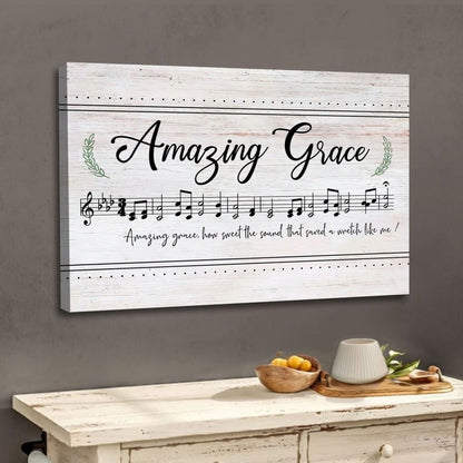 Christian Wall Art: Amazing Grace How Sweet The Sound, Sheet Music, Christian Song Lyrics Canvas Art