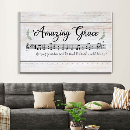 Christian Wall Art: Amazing Grace How Sweet The Sound, Sheet Music, Christian Song Lyrics Canvas Art