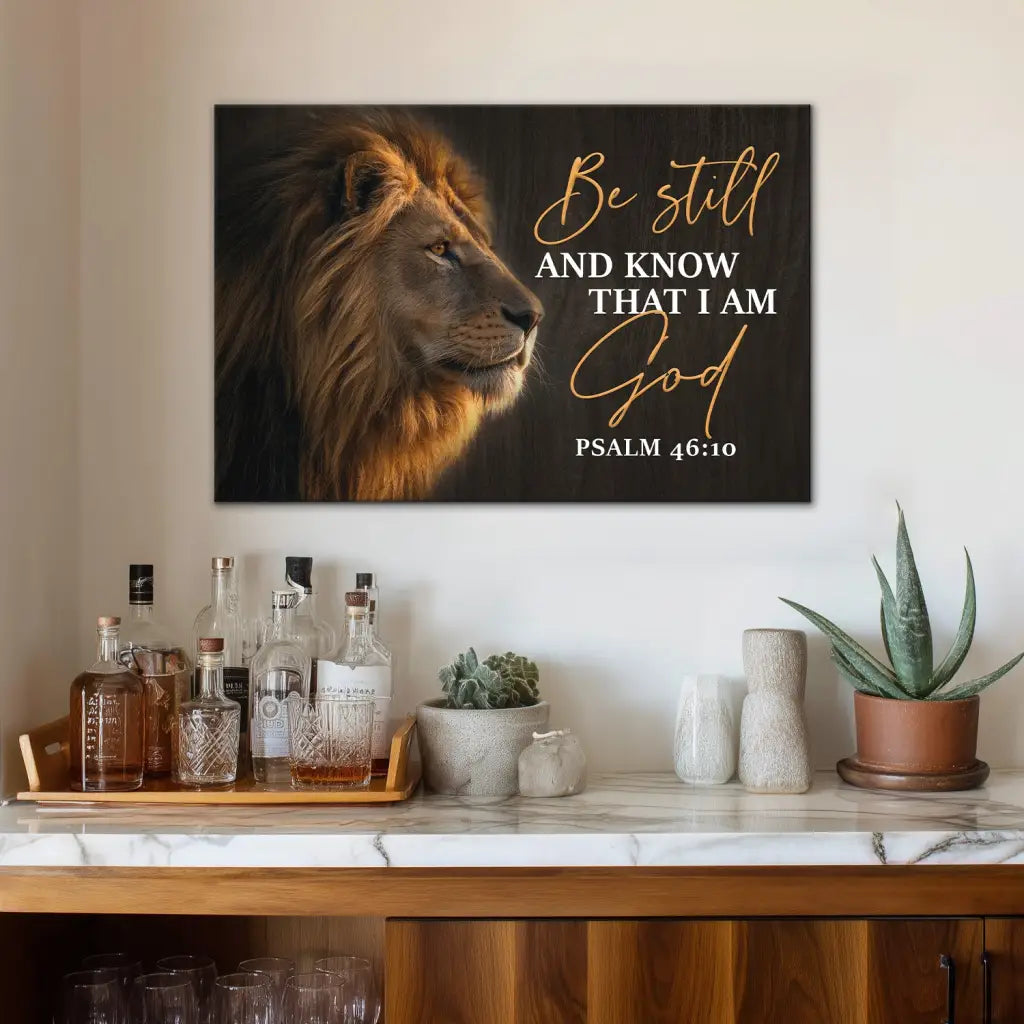 Be Still and Know That I Am God, Lion of Judah, Christian Wall Art Canvas Print