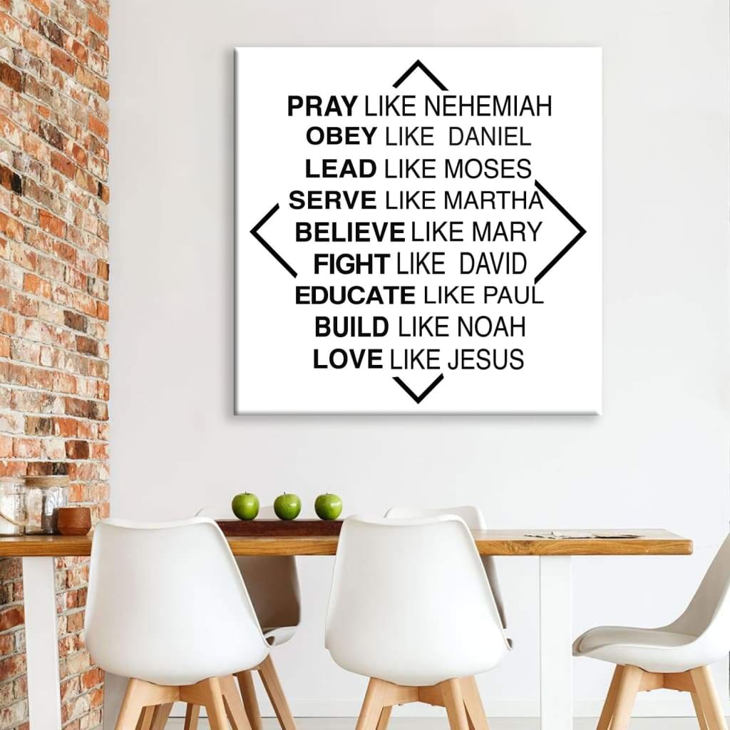 Rustic Christian Wall Art: Pray Like Nehemiah Obey Like Daniel Canvas Wall Art