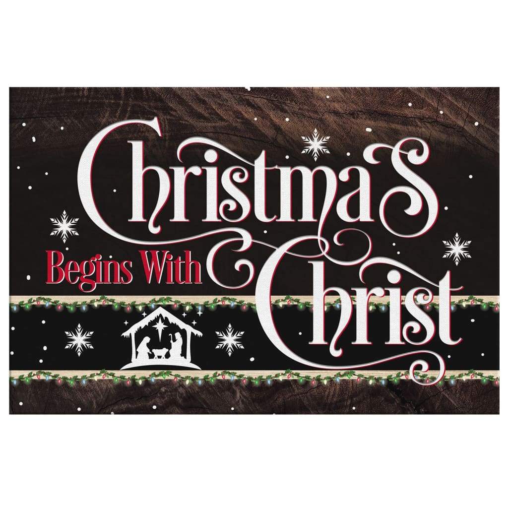 Christmas Begins With Christ Jesus Born Wall Art Canvas, Christian Christmas Decoration