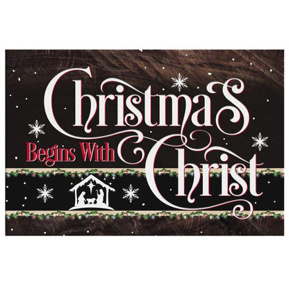 Christmas Begins With Christ Jesus Born Wall Art Canvas, Christian Christmas Decoration