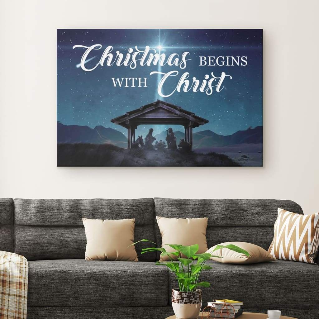 Christmas Begins With Christ Wall Art Canvas, Christian Christmas Gifts