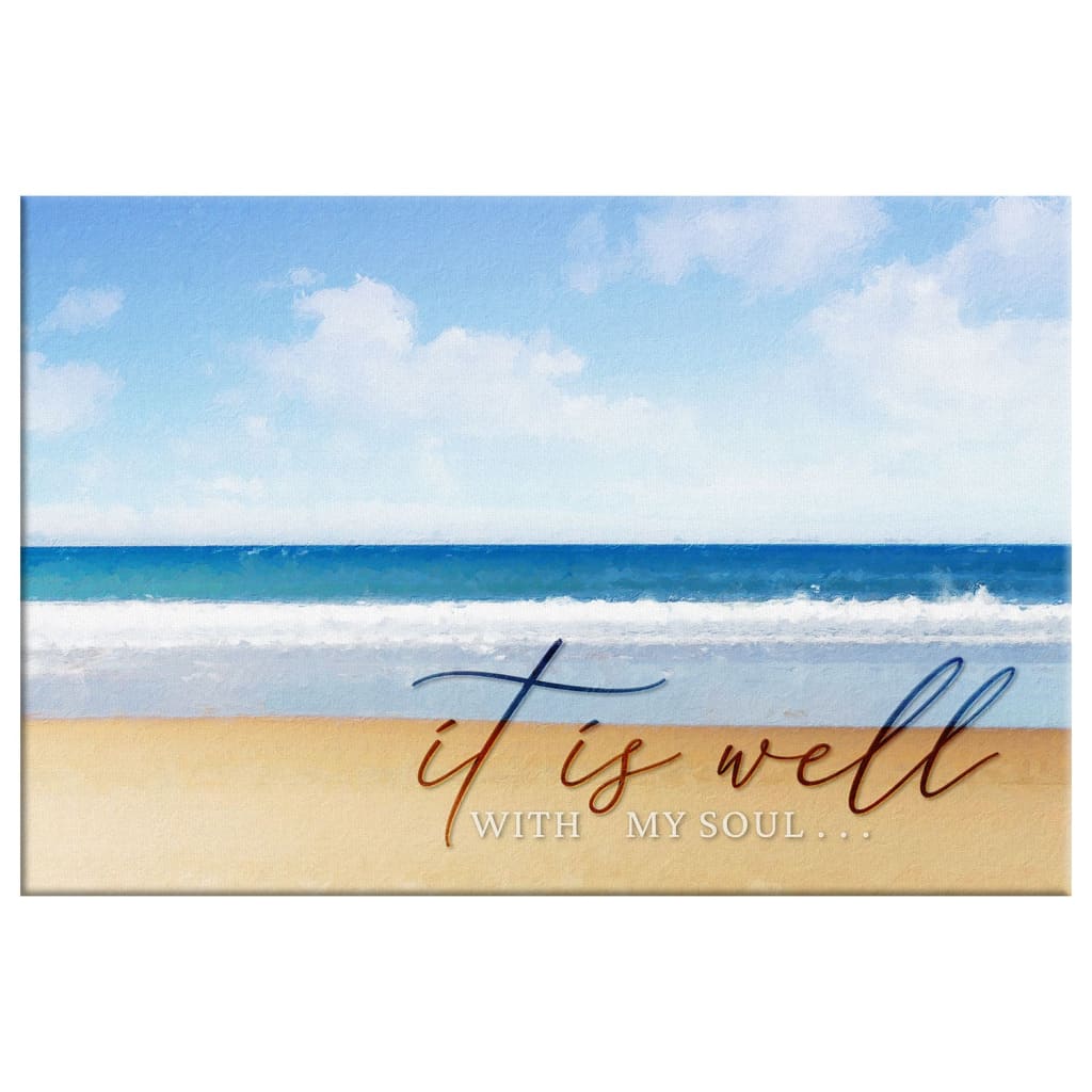 It Is Well With My Soul Canvas, Beach Coastal, Christian Wall Art Decor