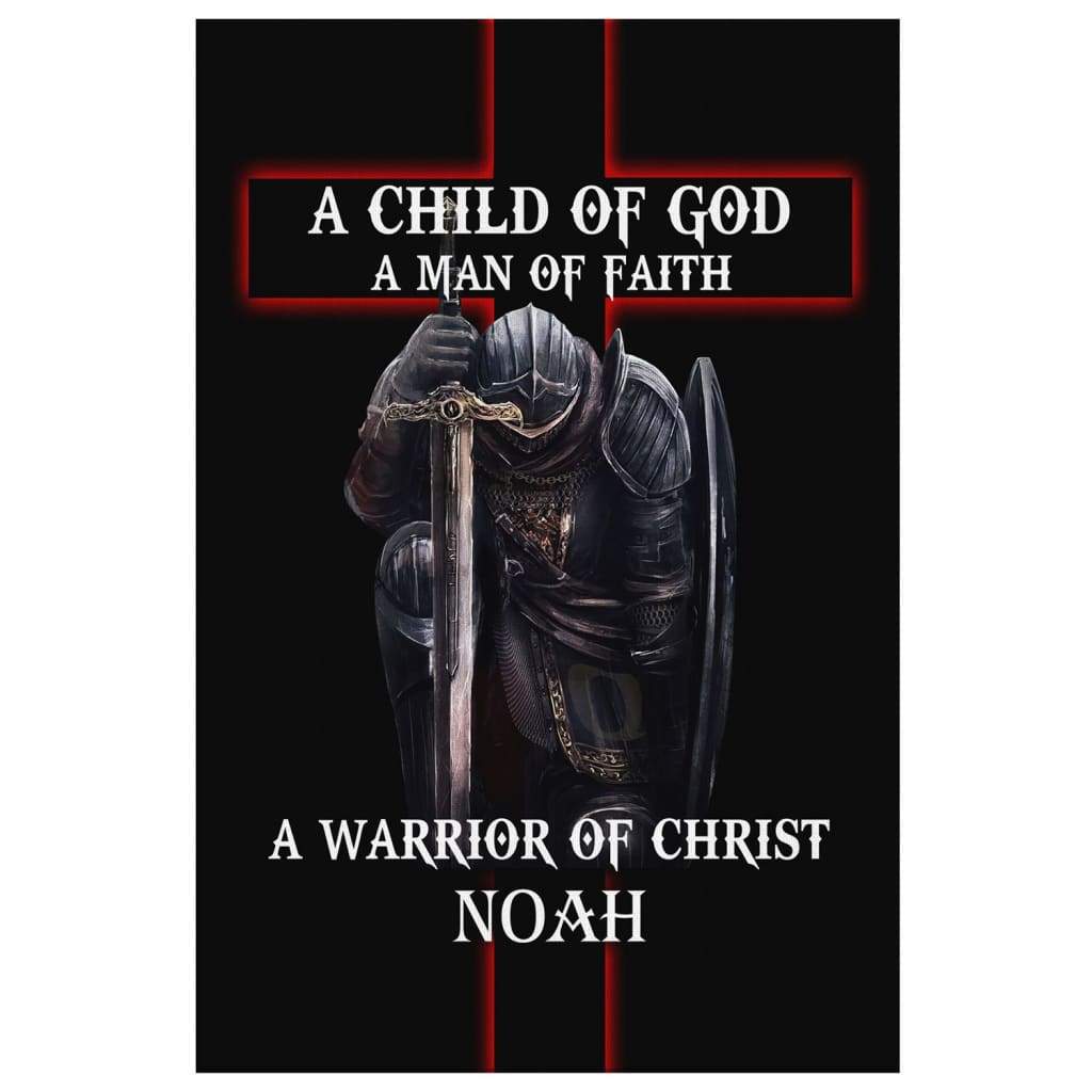 Personalized, A Child of God Man of Faith Warrior of Christ, Wall Art Canvas With Custom Name