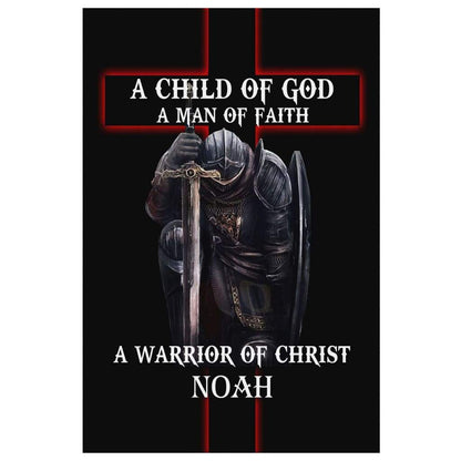 Personalized, A Child of God Man of Faith Warrior of Christ, Wall Art Canvas With Custom Name