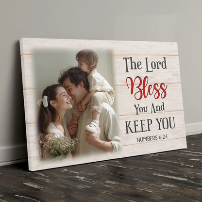 The Lord Bless You & Keep You Christian Wall Art Canvas with Custom Photo