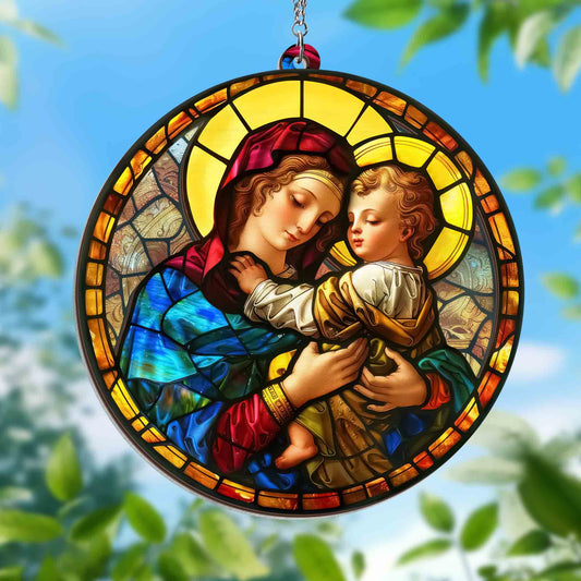 Mother Mary Mother Of Jesus 2 Layered Hanging Suncatcher