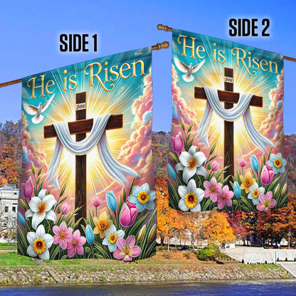 Easter Cross He Is Risen Flag