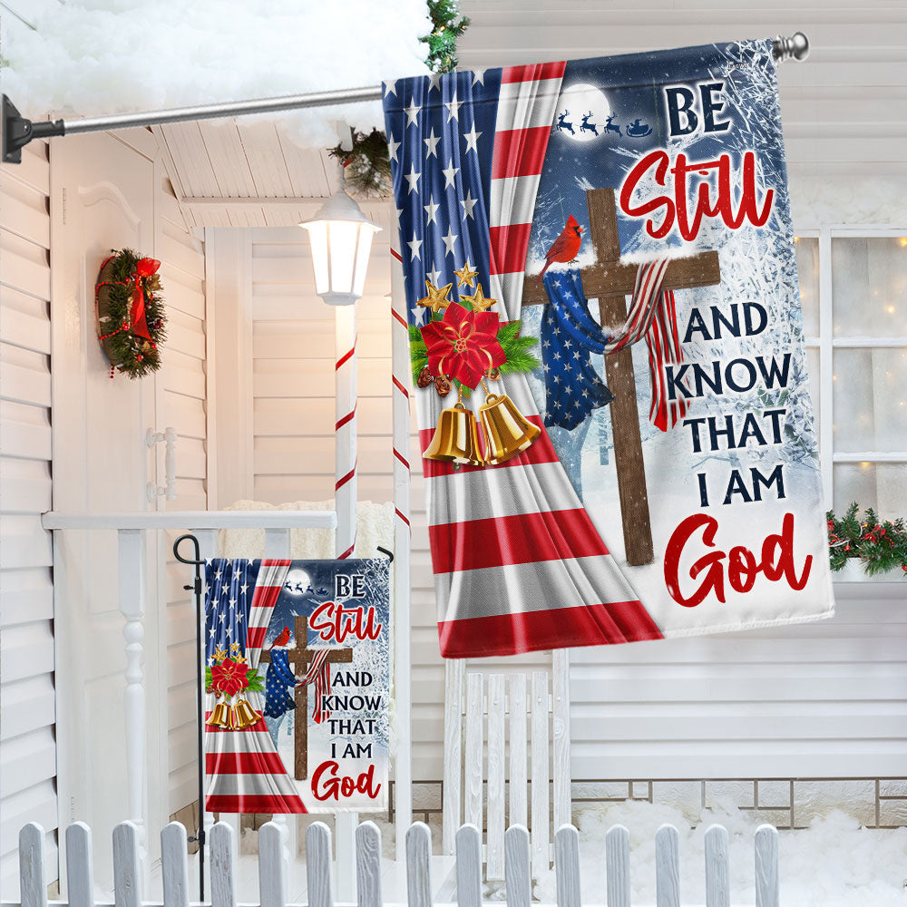 Jesus Christ Cross Christmas Flag  Be Still &amp; Know That I Am God Flag
