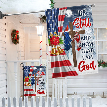 Jesus Christ Cross Christmas Flag  Be Still &amp; Know That I Am God Flag