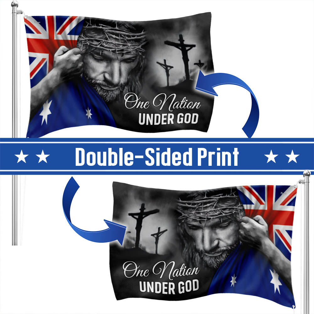 One Nation Under God Jesus Australian Flag - Patriotic Grommet Flag