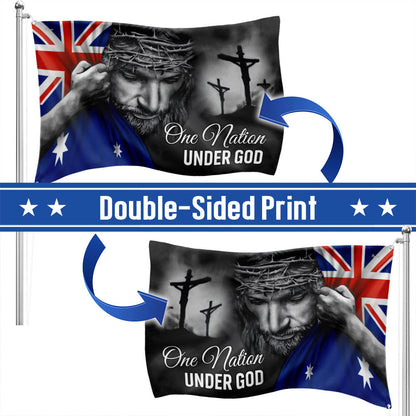 One Nation Under God Jesus Australian Flag - Patriotic Grommet Flag