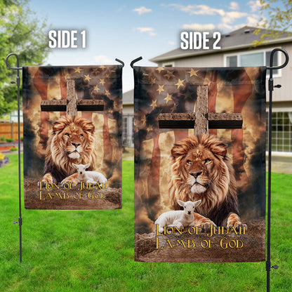 Lion of Judah, Lamb of God Cross American Flag 3 Day-Shipping 3-Day Shipping
