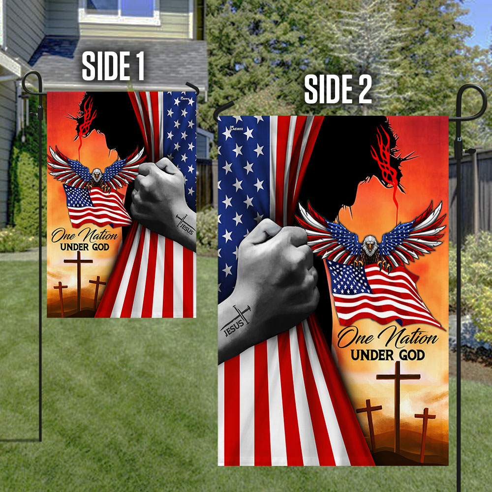Jesus American One Nation Under God  Eagle Flag