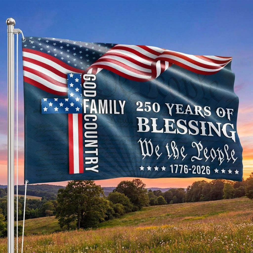 We The People American Flag, 250 Years Blessing 1776 2026 Grommet Flag