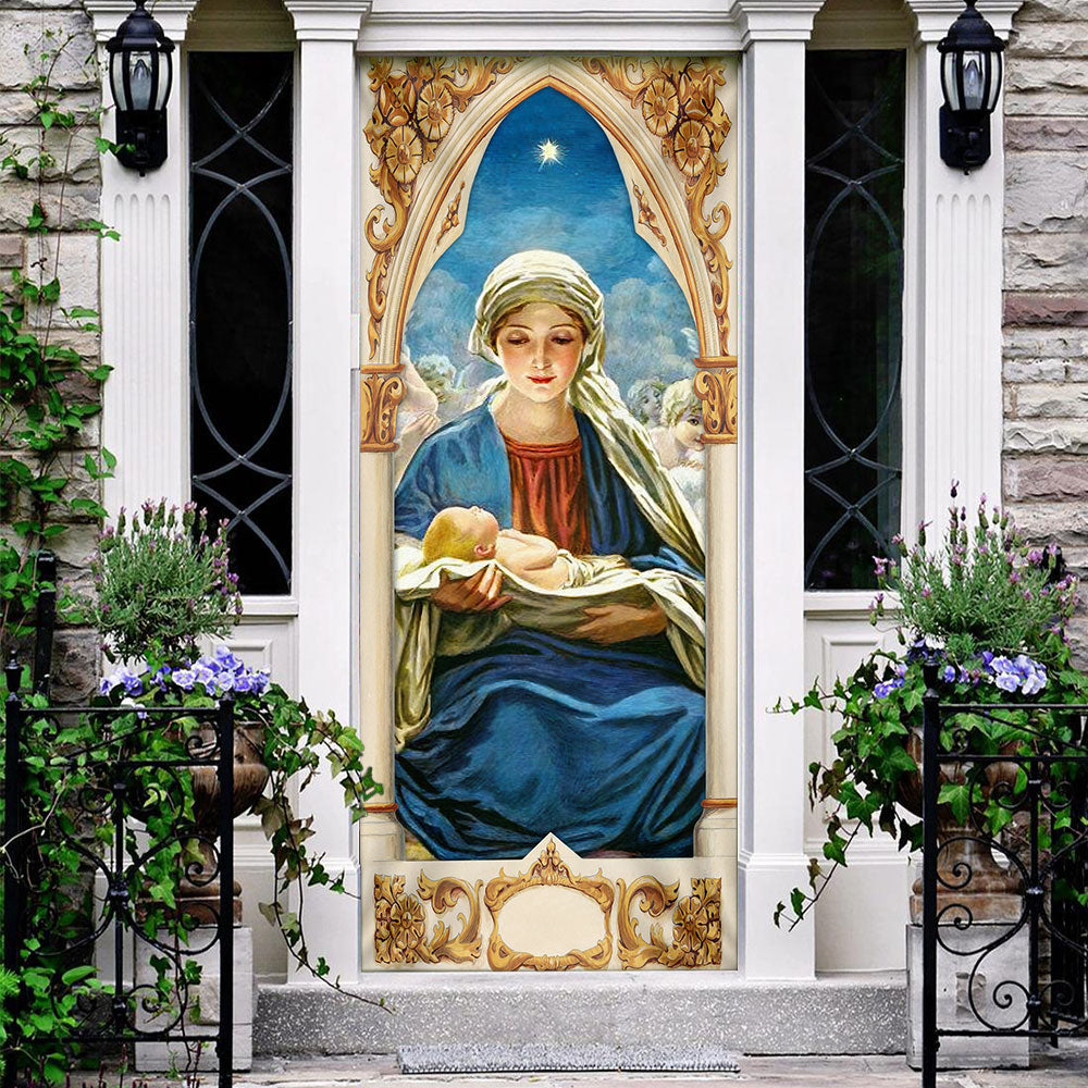Mary Gives Birth To Jesus Door Cover