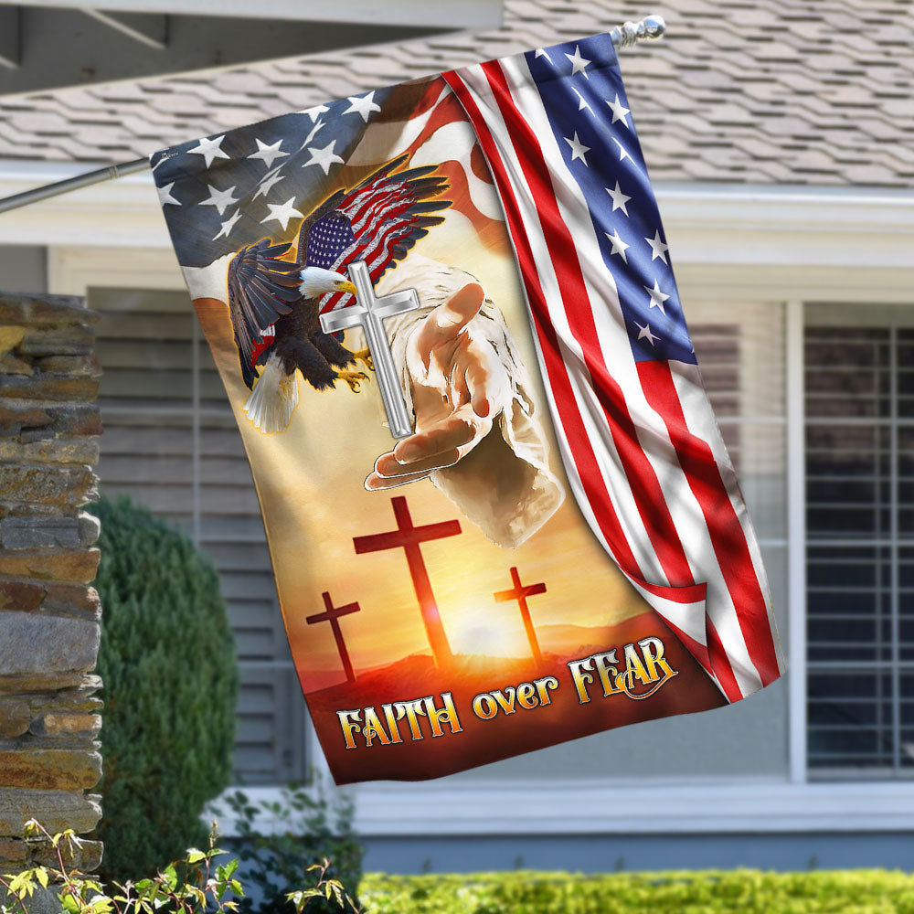 Faith Over Fear Jesus Cross Flag