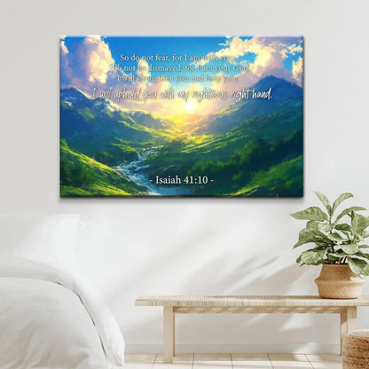 Isaiah 41:10 Do Not Fear for I Am With You, Mountain Landscape, Wall Art Canvas