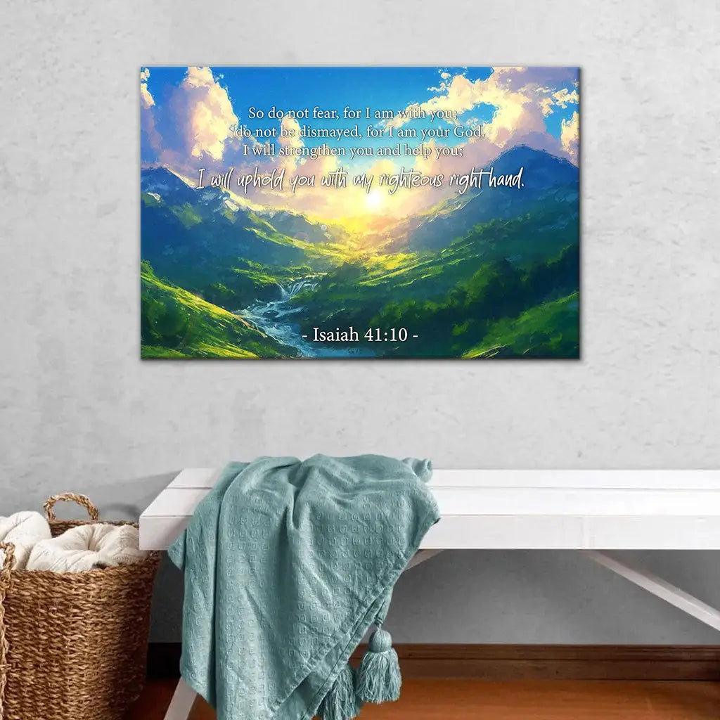 Isaiah 41:10 Do Not Fear for I Am With You, Mountain Landscape, Wall Art Canvas