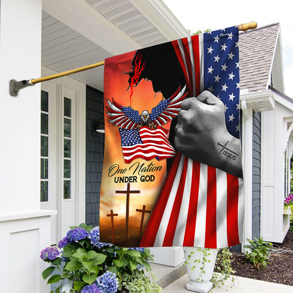 Jesus American One Nation Under God  Eagle Flag