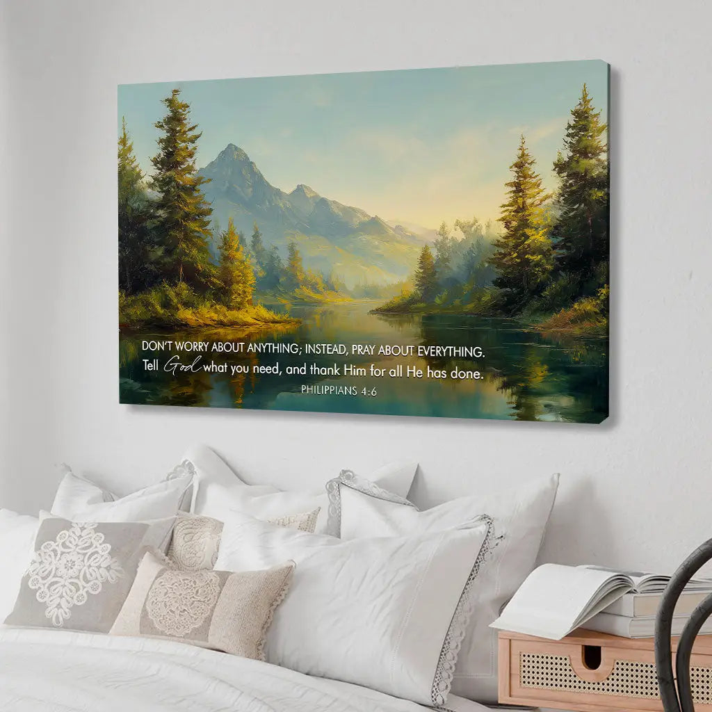 Don't Worry, Pray About Everything – Philippians 4:6 Wall Art Canvas