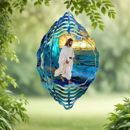Jesus Walks on Water Wind Spinner