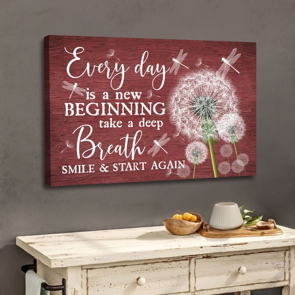 Dragonfly Dandelion Every Day Is A New Beginning Wall Art Canvas