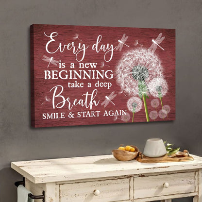 Dragonfly Dandelion Every Day Is A New Beginning Wall Art Canvas