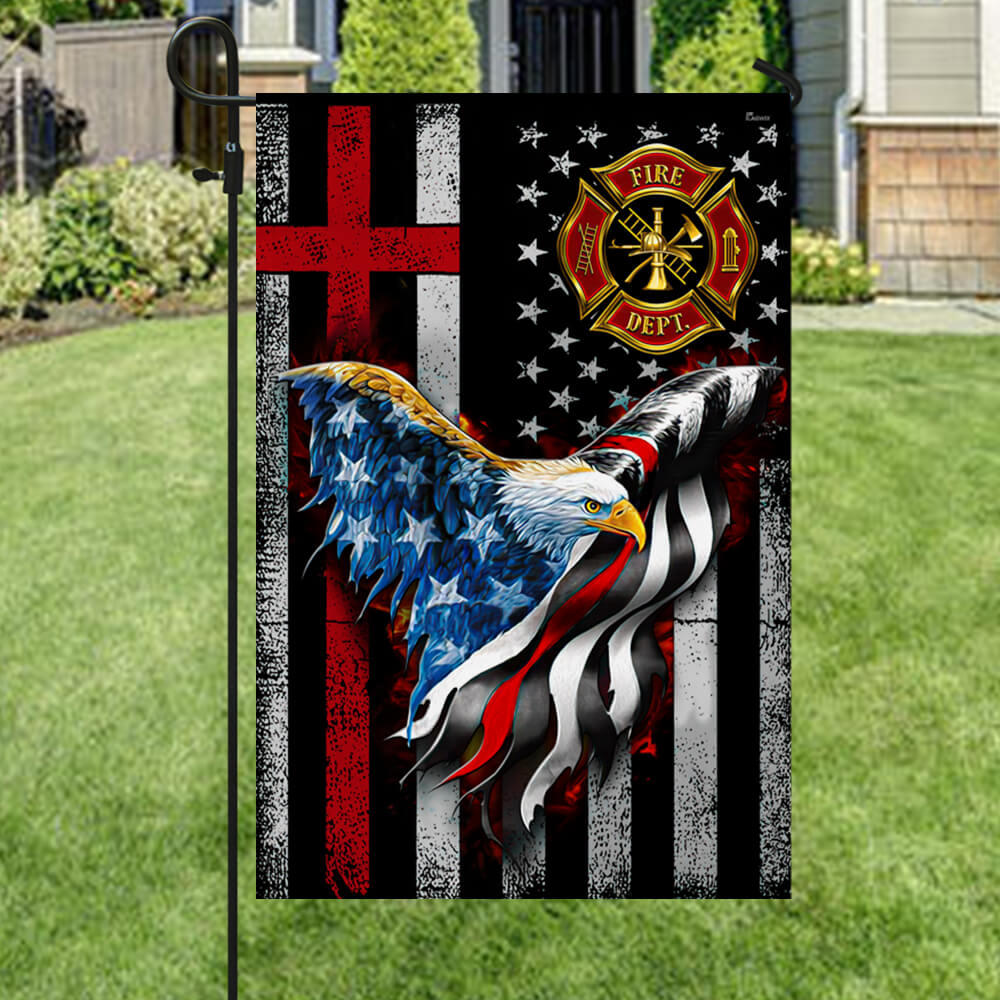 Firefighter, Christian Cross, American Eagle US Flag