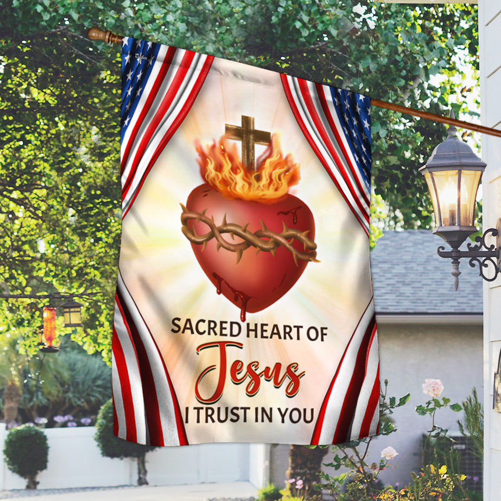 Sacred Heart Of Jesus I Trust In You Jesus American Flag