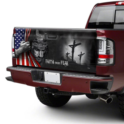 Faith Over Fear God Jesus Truck Tailgate Decal Sticker Wrap
