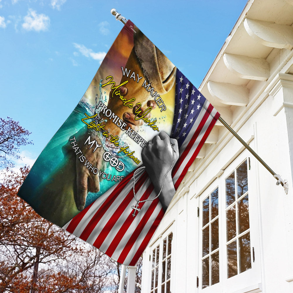 Jesus - Way Maker Miracle Worker Promise Keeper American Flag