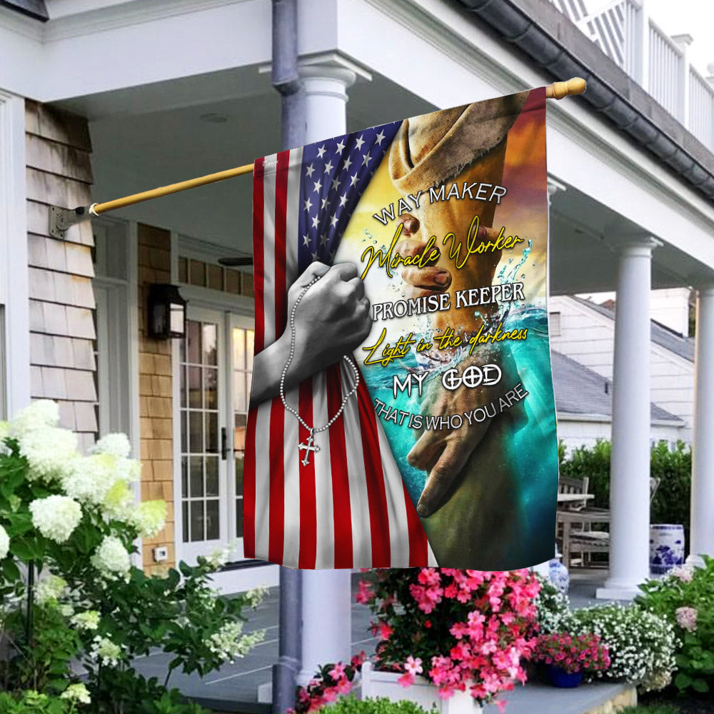 Jesus - Way Maker Miracle Worker Promise Keeper American Flag