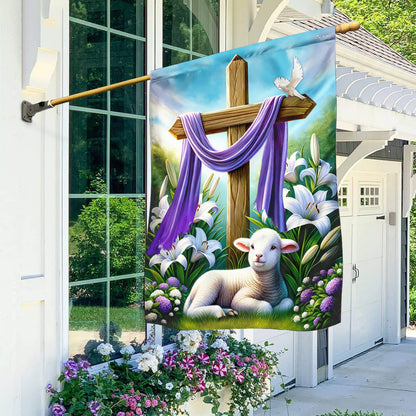 FLAGWIX  Easter Day Lamb Purple Cloth on Cross Flag