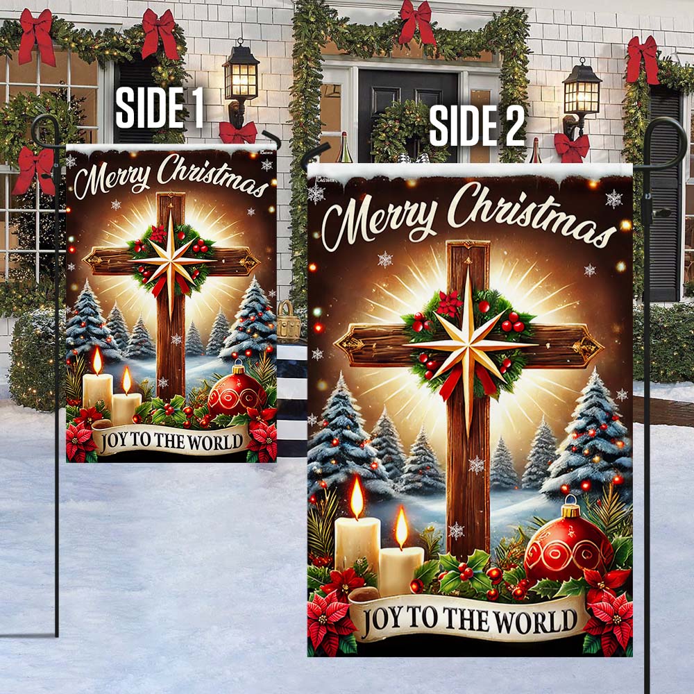 Christian Cross Christmas Flag Joy To The World Jesus Christ Flag