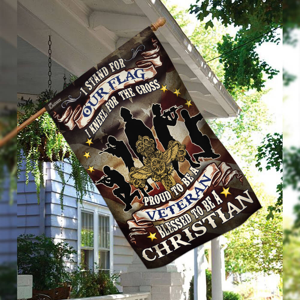 Proud To Be A Veteran Blessed To Be A Christian Veterans Day Flag