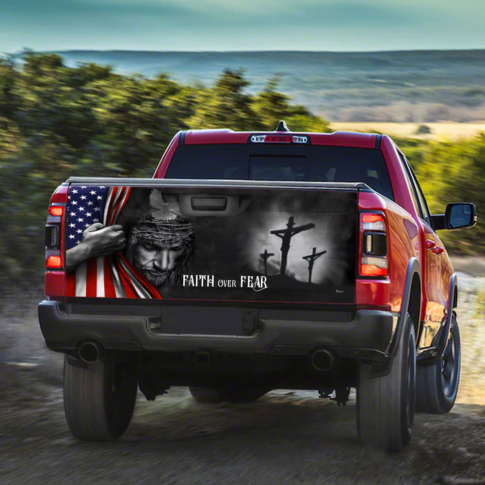 Faith Over Fear God Jesus Truck Tailgate Decal Sticker Wrap
