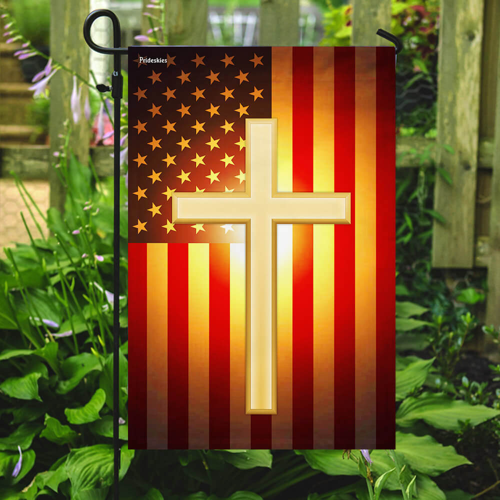 Christian Cross American US Flag