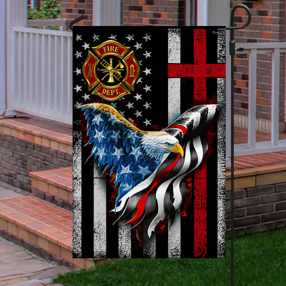 Firefighter, Christian Cross, American Eagle US Flag
