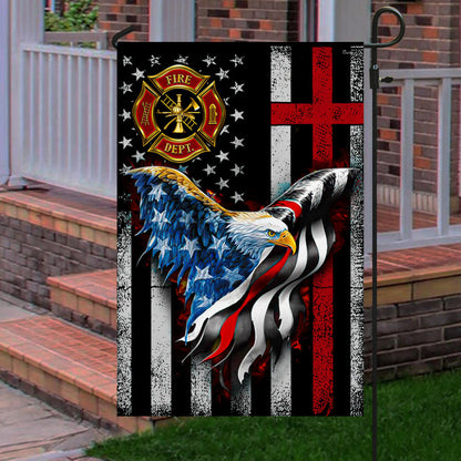 Firefighter, Christian Cross, American Eagle US Flag