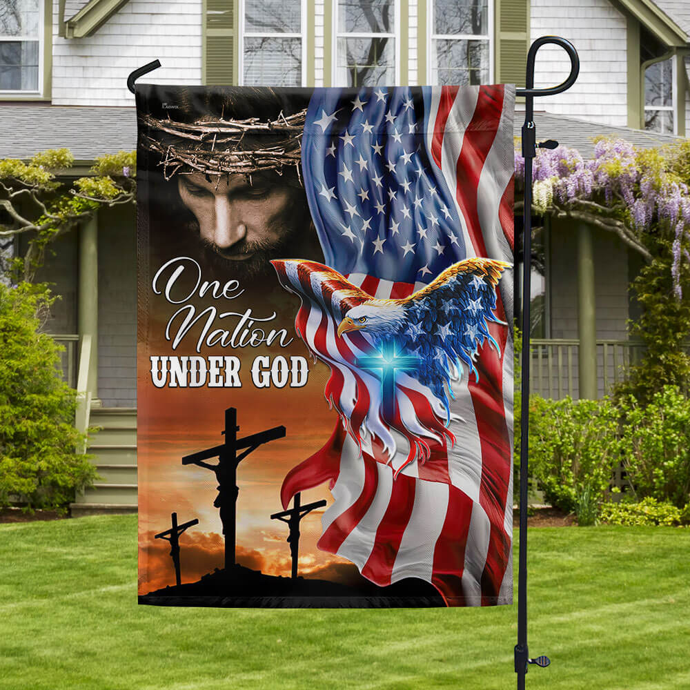 Flagwix American Flag - One Nation Under God, Jesus Christian American Patriotic Eagle Flag