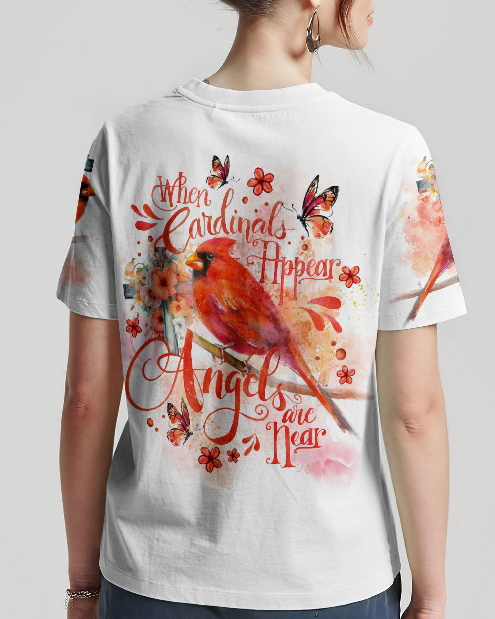 When Cardinals Appear Angels Are Near Women's All Over Print Tshirt