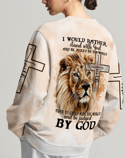 I Would Rather Stand With God Painting Lion Sweatshirt 1