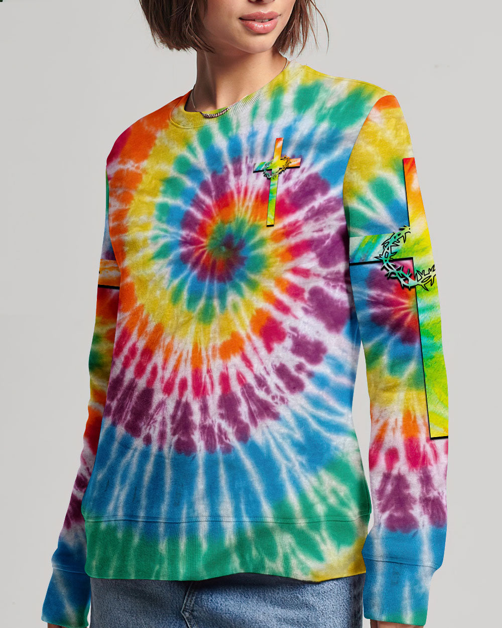 Promise Keeper Light In The Darkness Tie Dye Women's All Over Print Sweatshirt