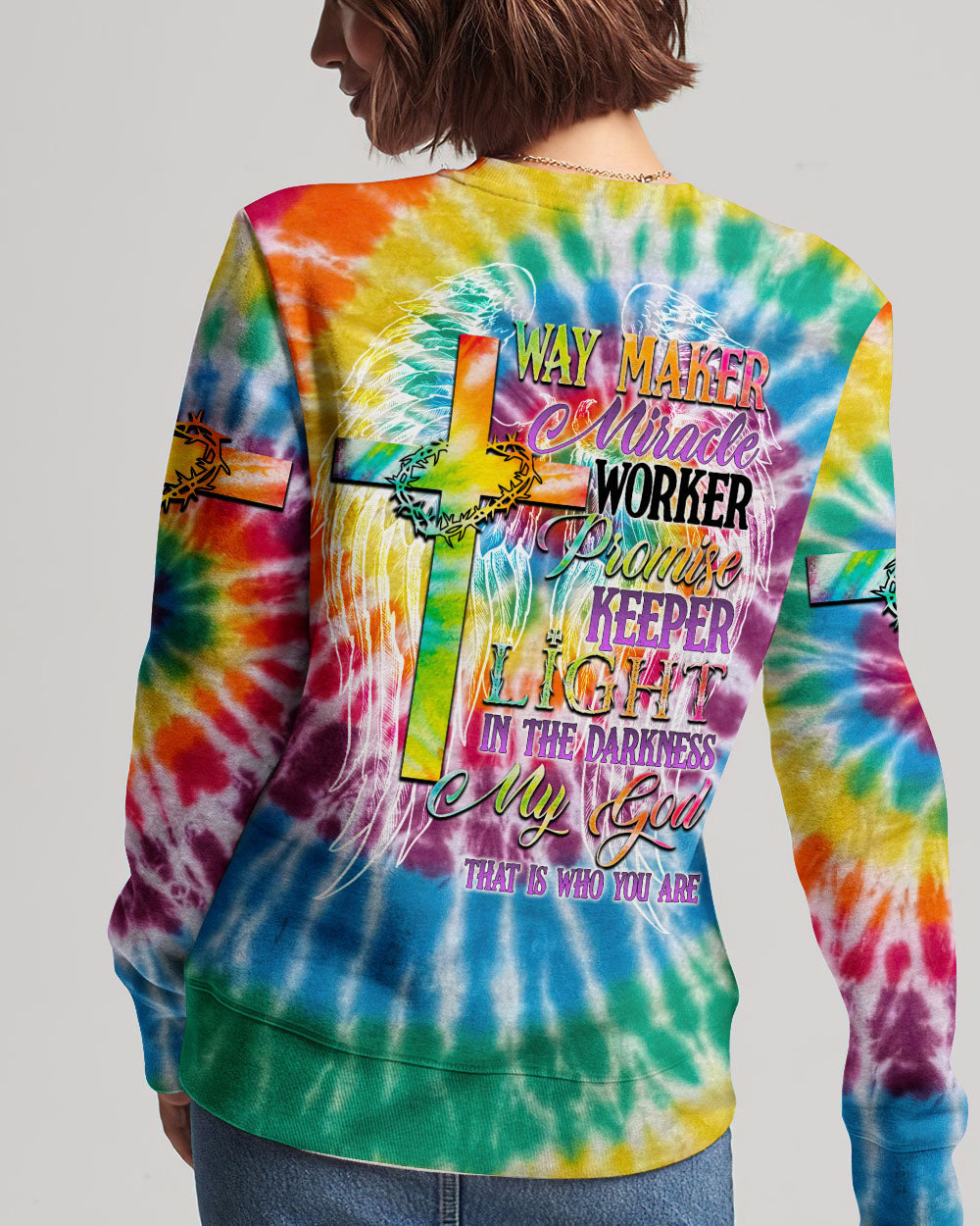 Promise Keeper Light In The Darkness Tie Dye Women's All Over Print Sweatshirt