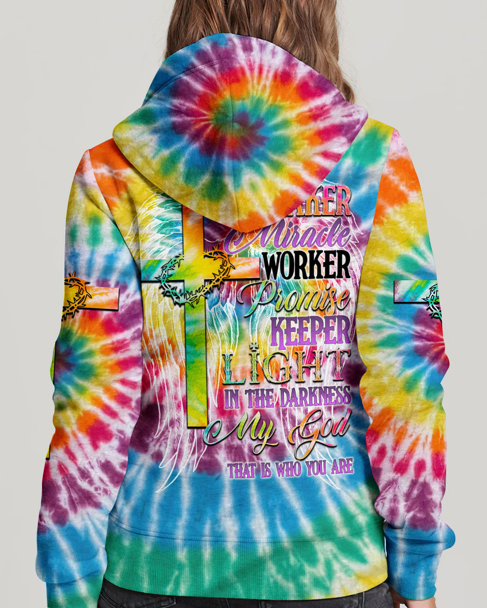 Promise Keeper Light In The Darkness Tie Dye Women's All Over Print Hoodie