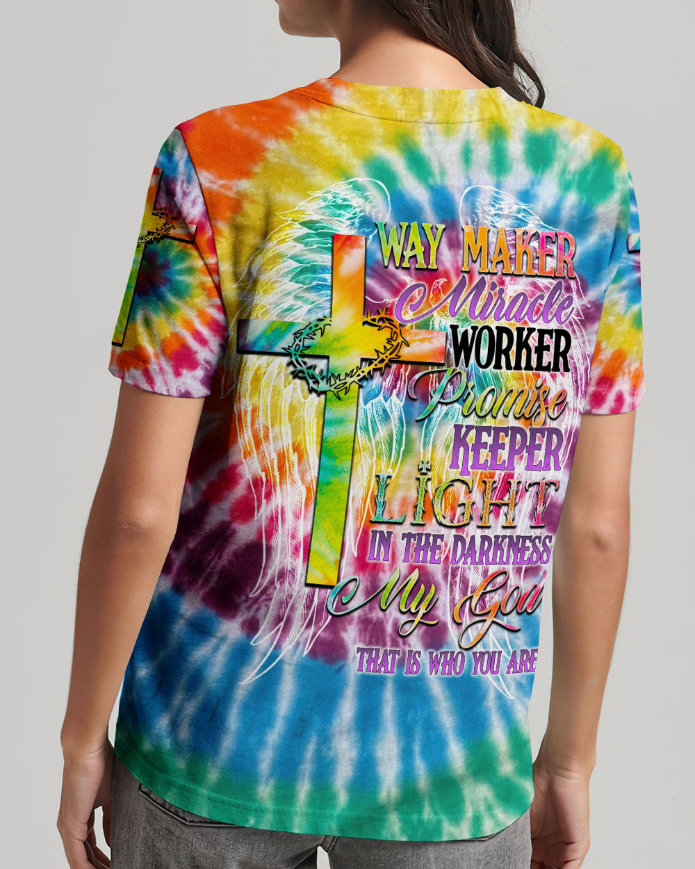 Promise Keeper Light In The Darkness Tie Dye Women's All Over Print Tshirt